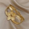 Stainless Steel Gold Plated Cuff Bangle Bracelet for Women Fashion Big Flower Pearl Butterfly Chunky Bracelet Waterproof Jewelry