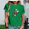 Women's Fashionable Round Neck Casual Retro Print Short Sleeved T-shirt Top