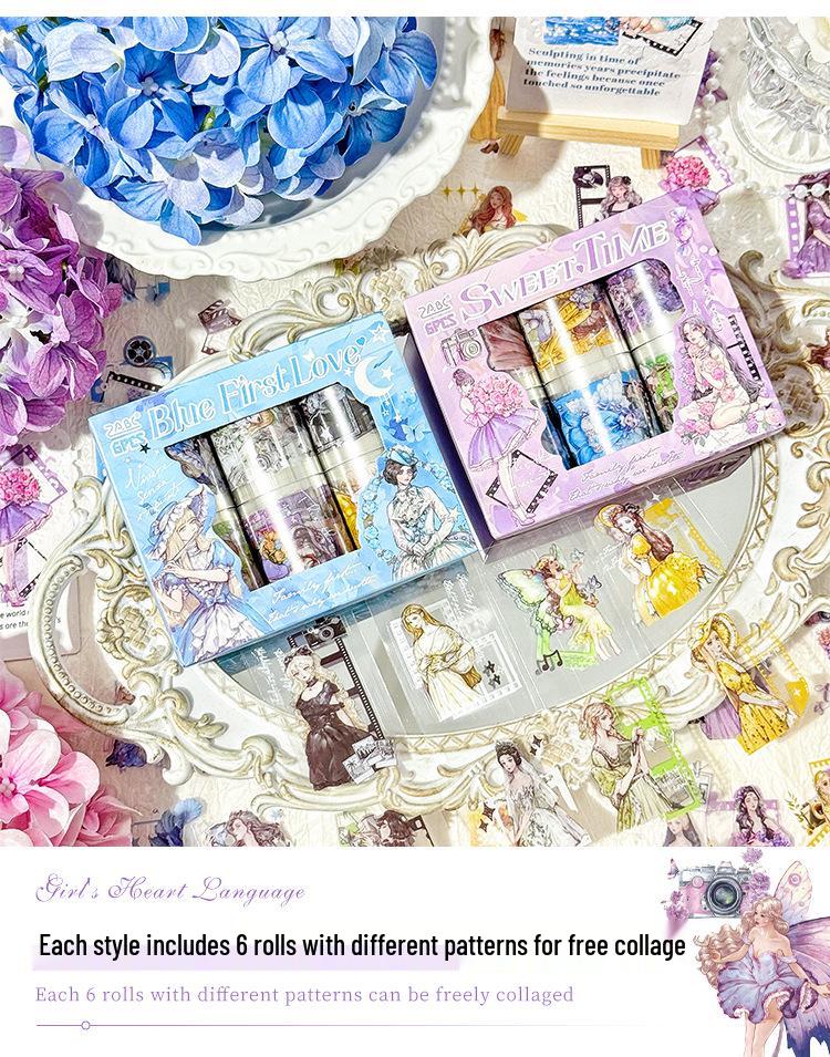 Retro Girly Heart Language Washi Tape & DIY Stickers for Journaling
