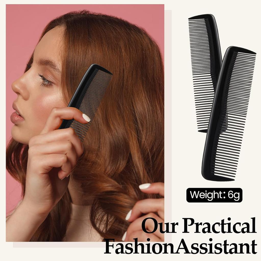 4/6pcs Portable Hairdressing Combs Plastic Small Row Comb with Thick Teeth Pointed Tail Back Comb Big Teeth Comb for Styling