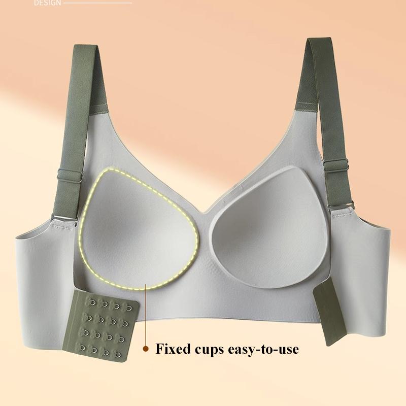 Seamless Push-up Fixed Cup Bra Women V Neck Anti-Sagging Support Bralette Sexy No Steel Comfortable Underwear Ladies Sports Bras