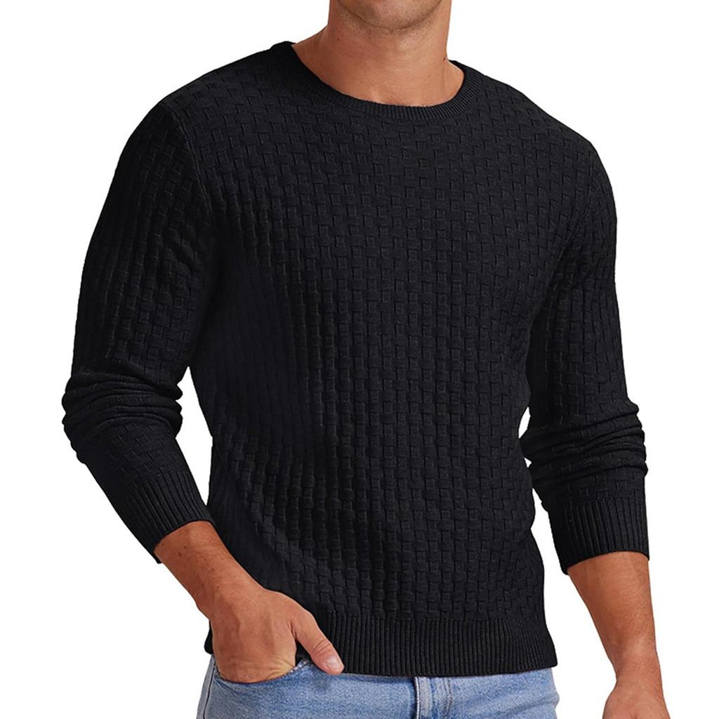 Round Neck Men's Pullover Fall And Winter Long Sleeve V-neck  Thickened Knit Base Sweater