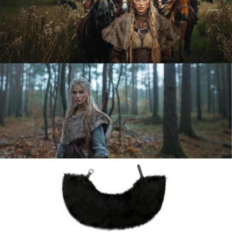Medieval Vintage Style Artificial Furs Capes Cloak Warm Winter Role Play Halloween Costume Accessory Unisex Design Shawl