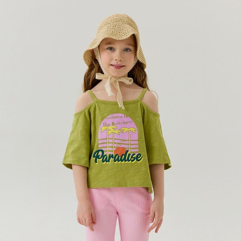 [olivan] Palm Tree Off Shoulder T shirT  2color 