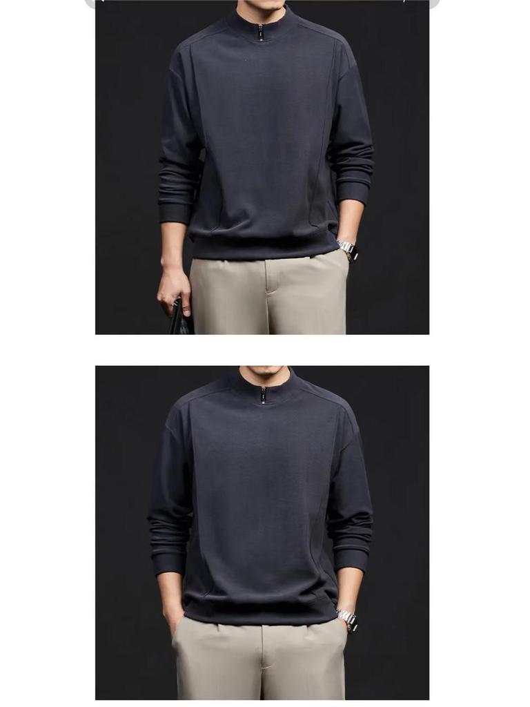 Men's Fleece Zipper Stand Collar Warm Pullover Shirt for Autumn & Winter