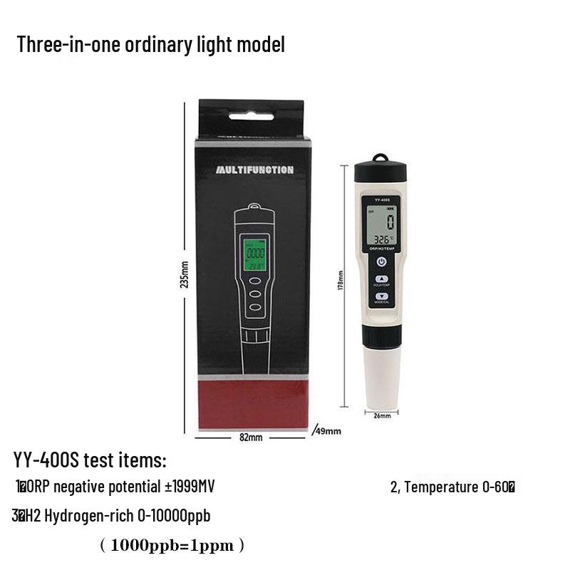 Hydrogen-Rich Water Quality Tester: 4-in-1 pH, Acidity, ORP, Temp Meter