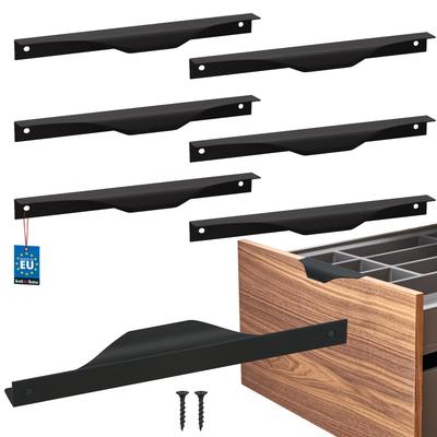 Kotarbau® Modern Edge Furniture Handle Aluminum Matte Black 192 / 212 Mm Set Of 6