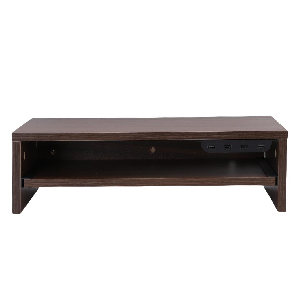 Desktop Display Riser with Drawer AC Outlets and USB Port Hub Mobile Phone Charging Laptop Screen Support Stand