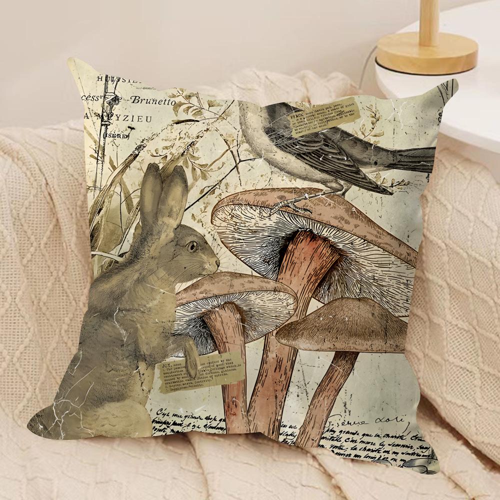 Retro Animal Christmas Cushion Cover Silky Short Plush Invisible Zipper Dustproof Sofa Pillow Case For Home Decor
