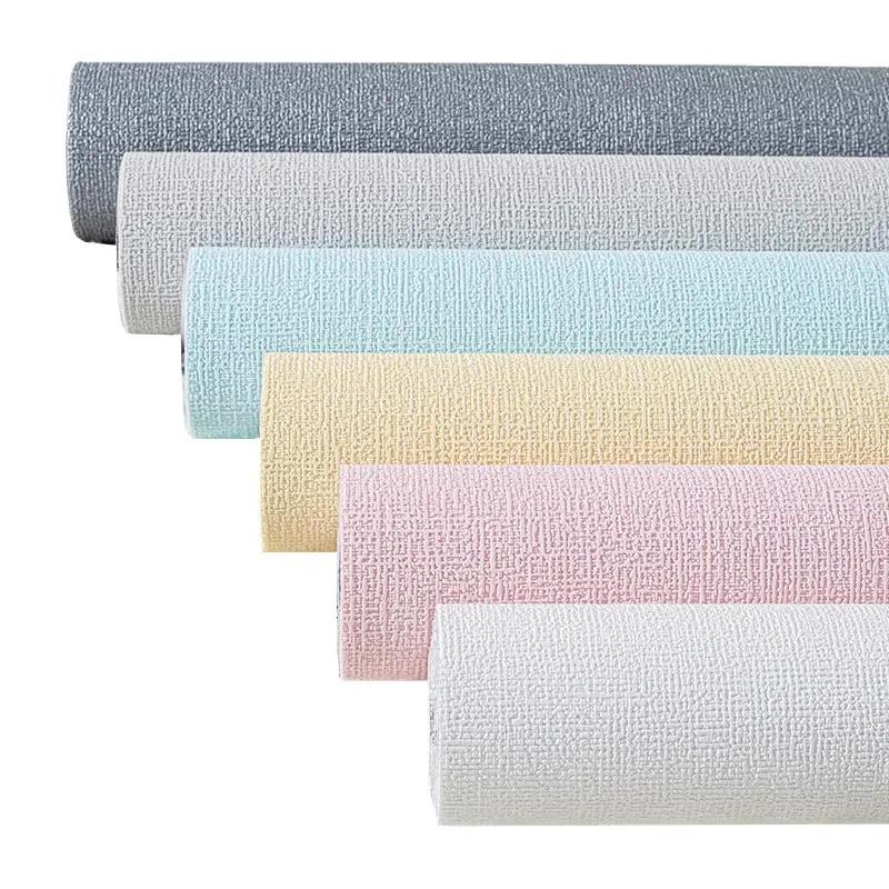 Self Adhesive Imitation Linen Wall Paper Renovation Bedroom Living Room Background Moisture-proof Mould Proof Foam Wallpaper