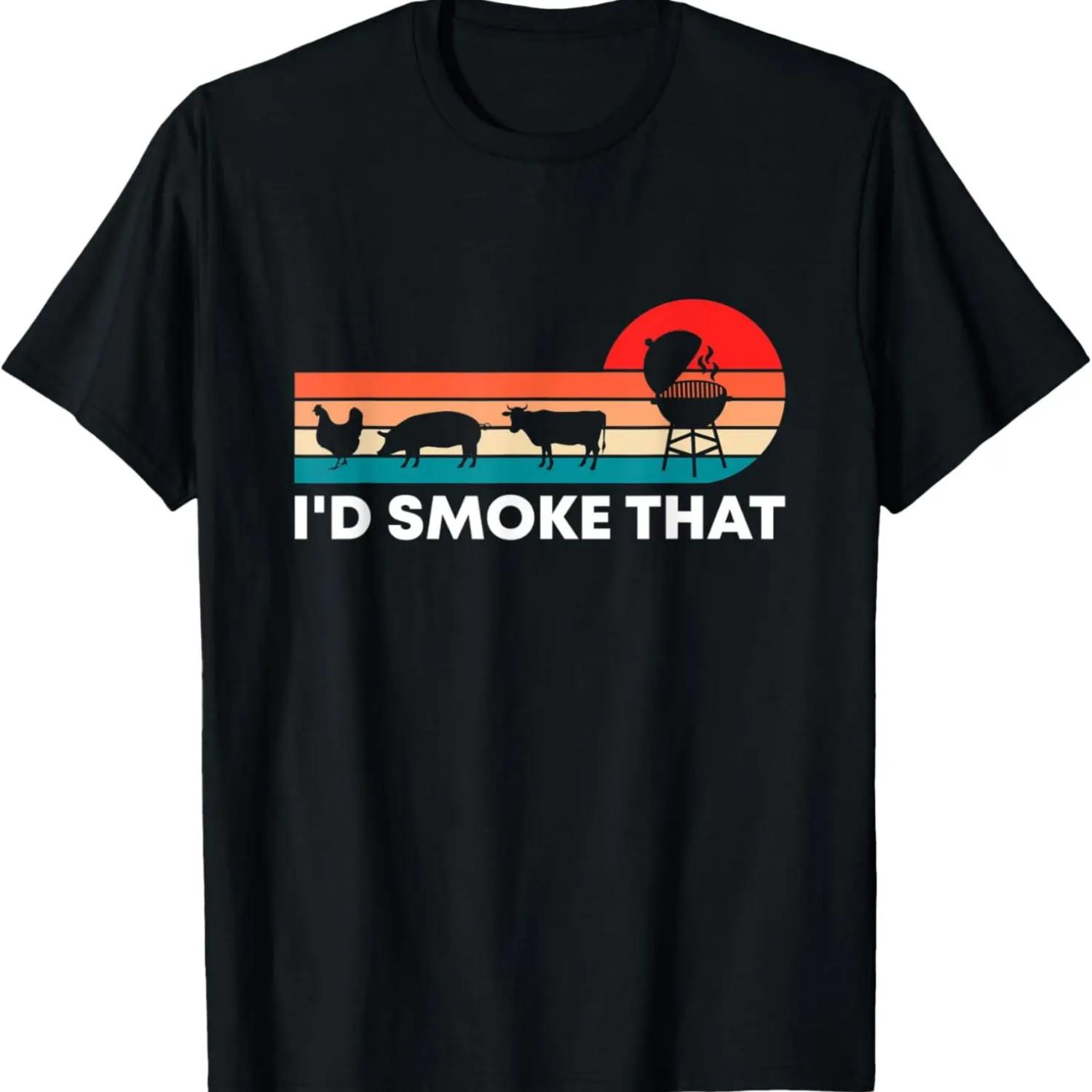Retro I d Smoke That BBQ Cook Chef Funny Grilling Barbecue T-Shirt S чёрный