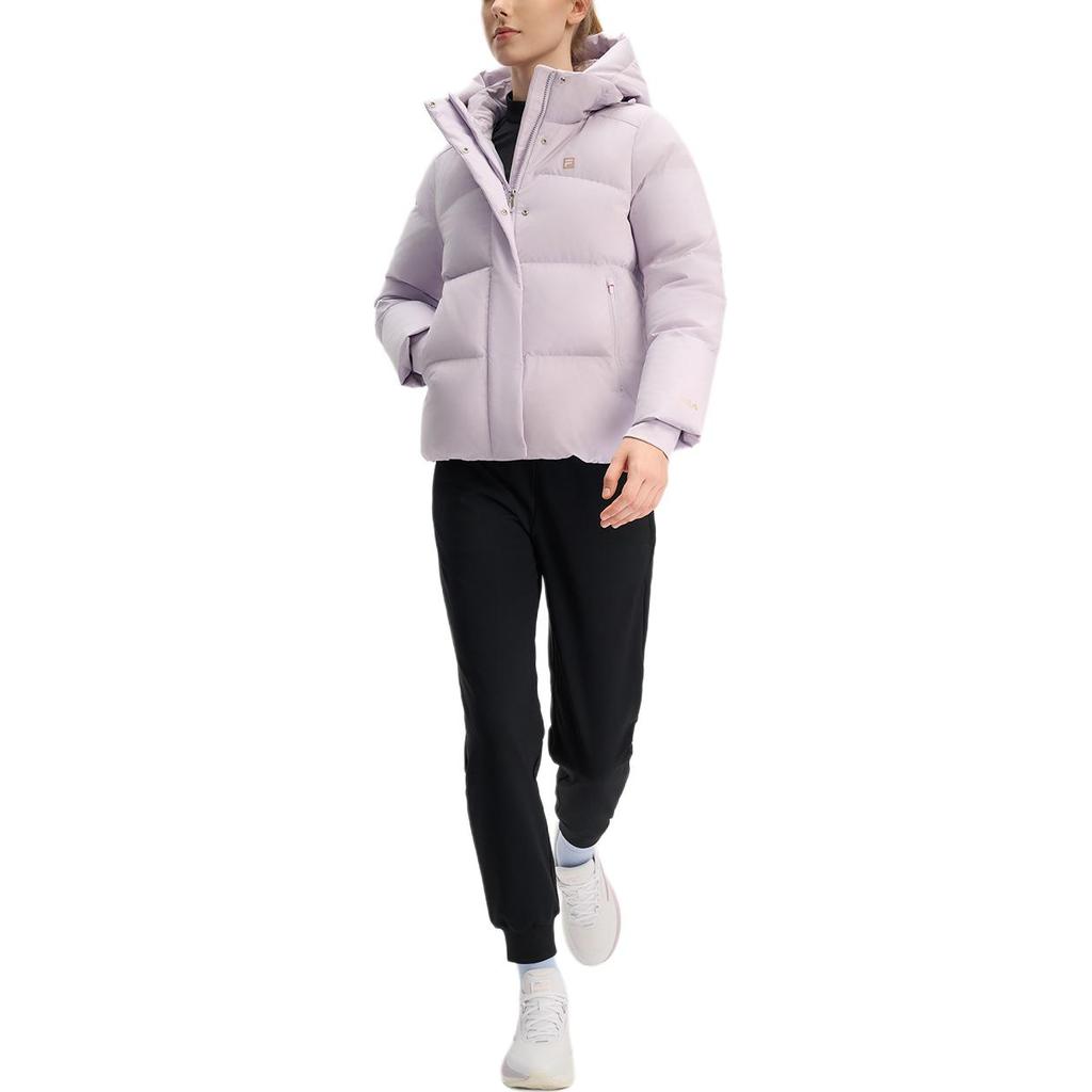 Fila Fleece Hooded Puffer Jacket Women Outerwear Light-Mist-Purple A11W441905FPR