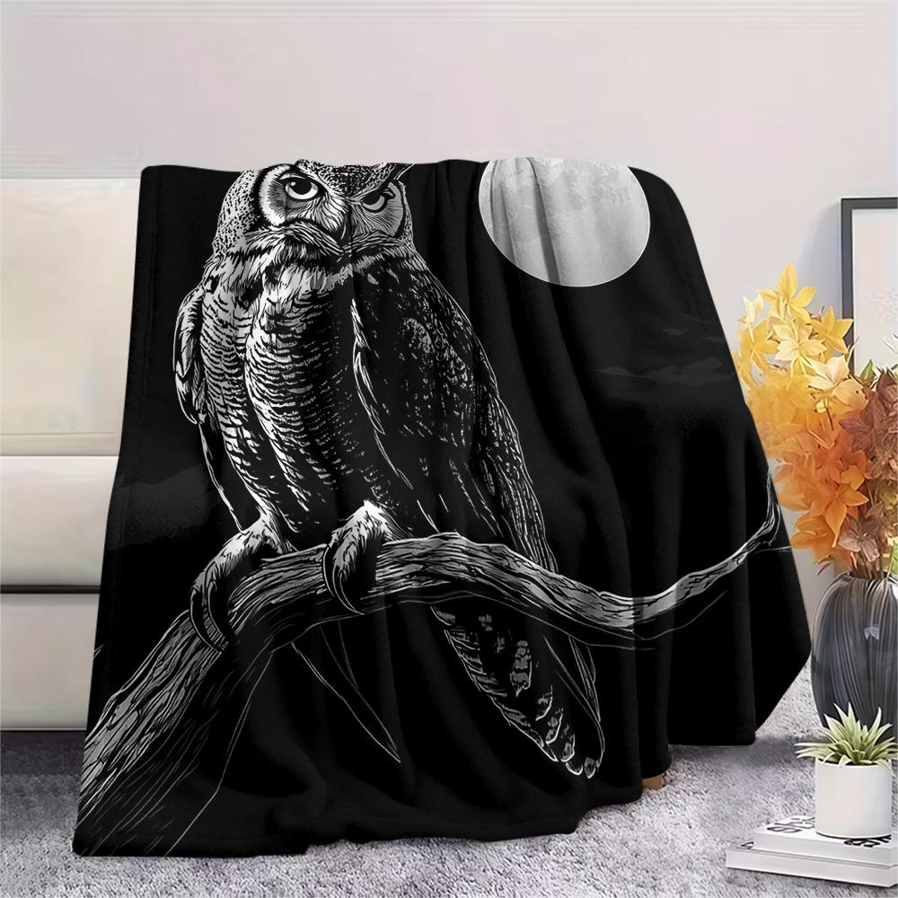 Owl Print Flannel Blanket, High quality Comfortable for All Seasons, Home Decor, Warmth and Comfort, Perfect for Christmas Gifts