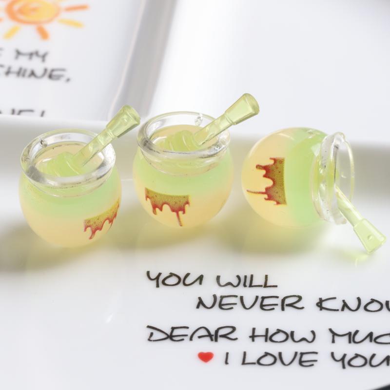 Breloc Borcan de Miere cu Gradient Luminos: Accesorii Pandantiv Copilărești cu Design Cupă 3D pentru Lanțuri de Telefon DIY