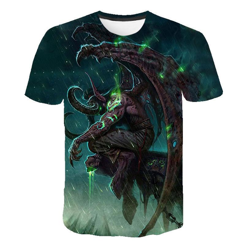 

Женские тонкие рубашки 3D Warcraft Принт Футболки Мужская футболка с O-образным вырезом Летняя повседневная мода Короткие рукава Плюс Размер 120см-6XL