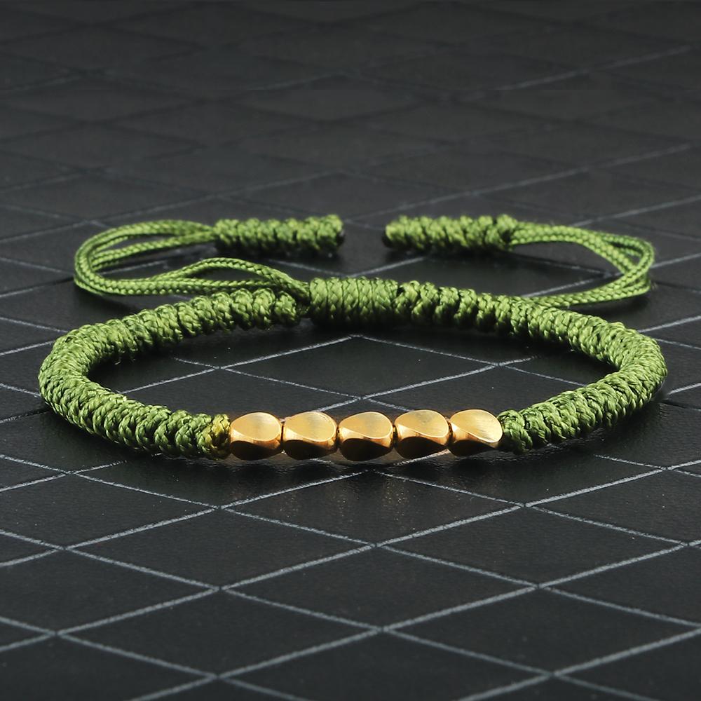 Handmade Tibetan Copper Bead Thread Braided Bracelet Red Lucky Rope Prayer Wristband Bracelets for Men Women Ethnic Jewelry Gift