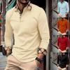 Business Mature Casual Golf Fashion Men Top Retro Contrast Long-Sleeved Polo Tshirt Button Lapel Fashion Slim Collar Sweatshirt