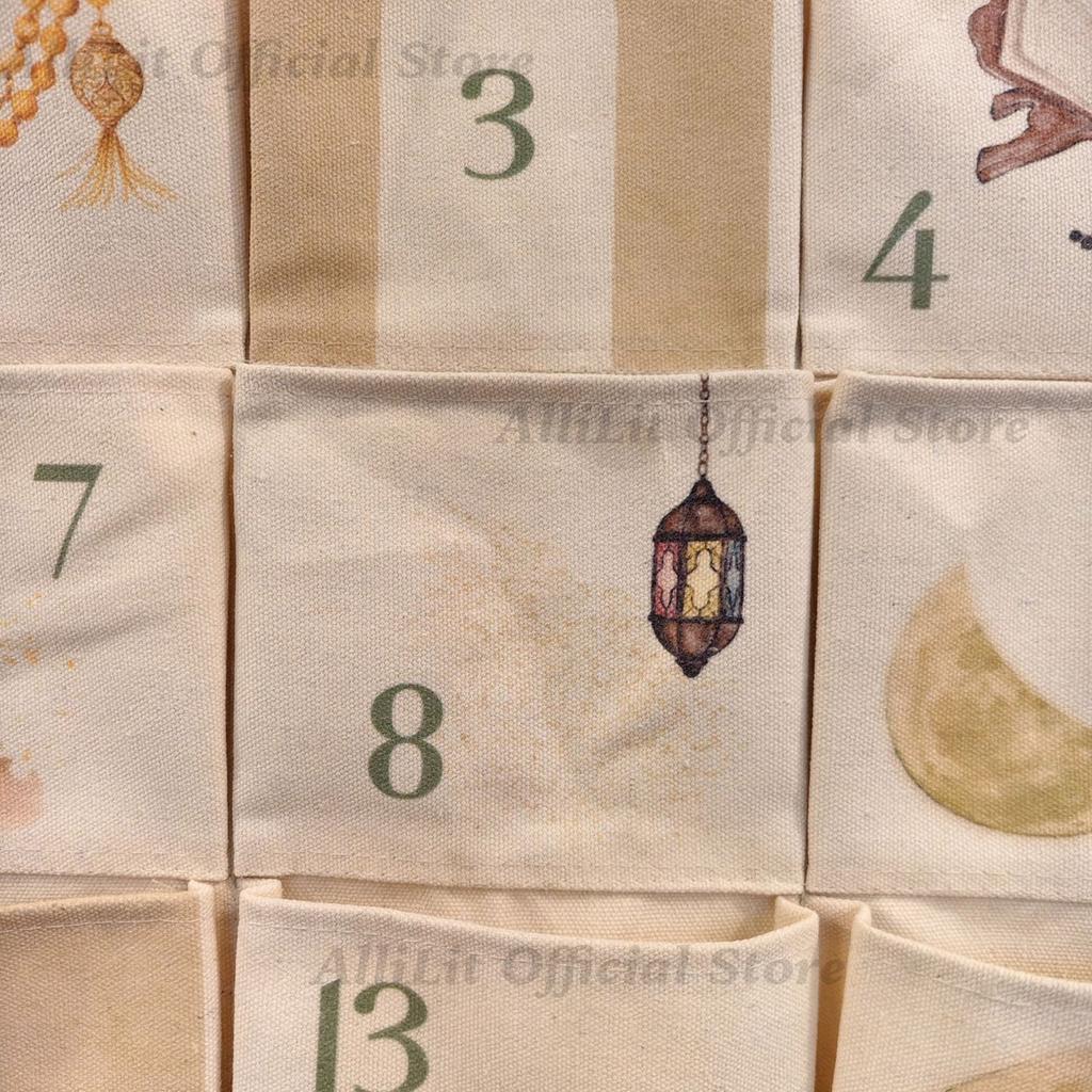 Ramadan Advent Calendar for Muslim Islamic Kid Kareem Wall Hanging Home Decoration 30 Day Countdown Calendar Eid Ornament