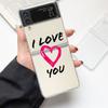 I Love You Pink Heart Fashion Phone Case For Samsung Galaxy Z Flip 3 4 5 6 7 Hard Folding Z Flip4 Clear PC Cover Protector Gift