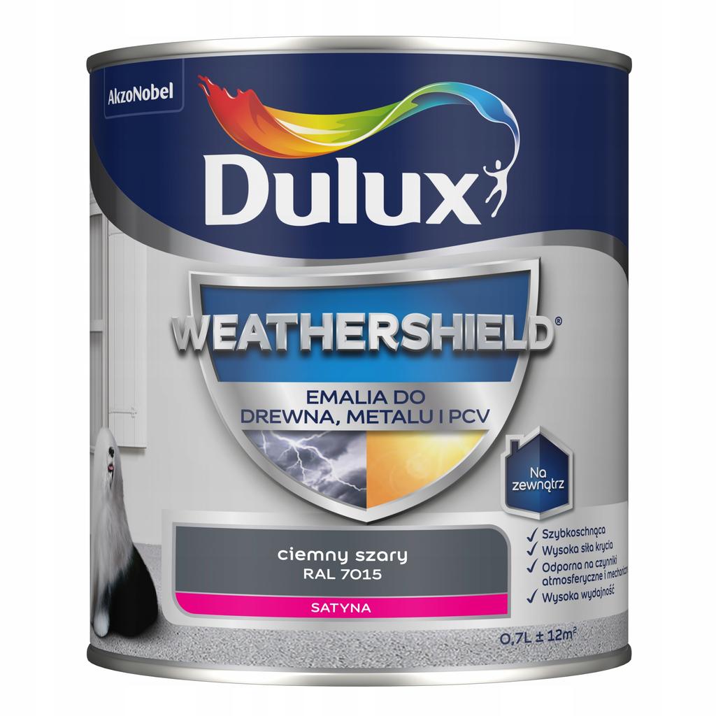 Dulux Weathershield Emalia Akrylowa Do Metalu I Drewna Ciemny Szary 0,7L