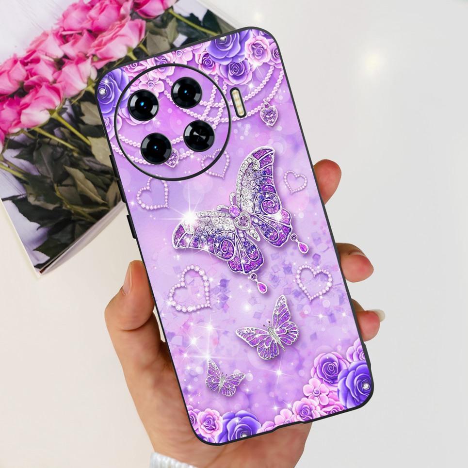 For Tecno Spark 20 Pro Plus Spark 20c 20Pro Phone Case Rose Flower Butterfly Stylish Fashion Soft Matte TPU Silicone Back Cover