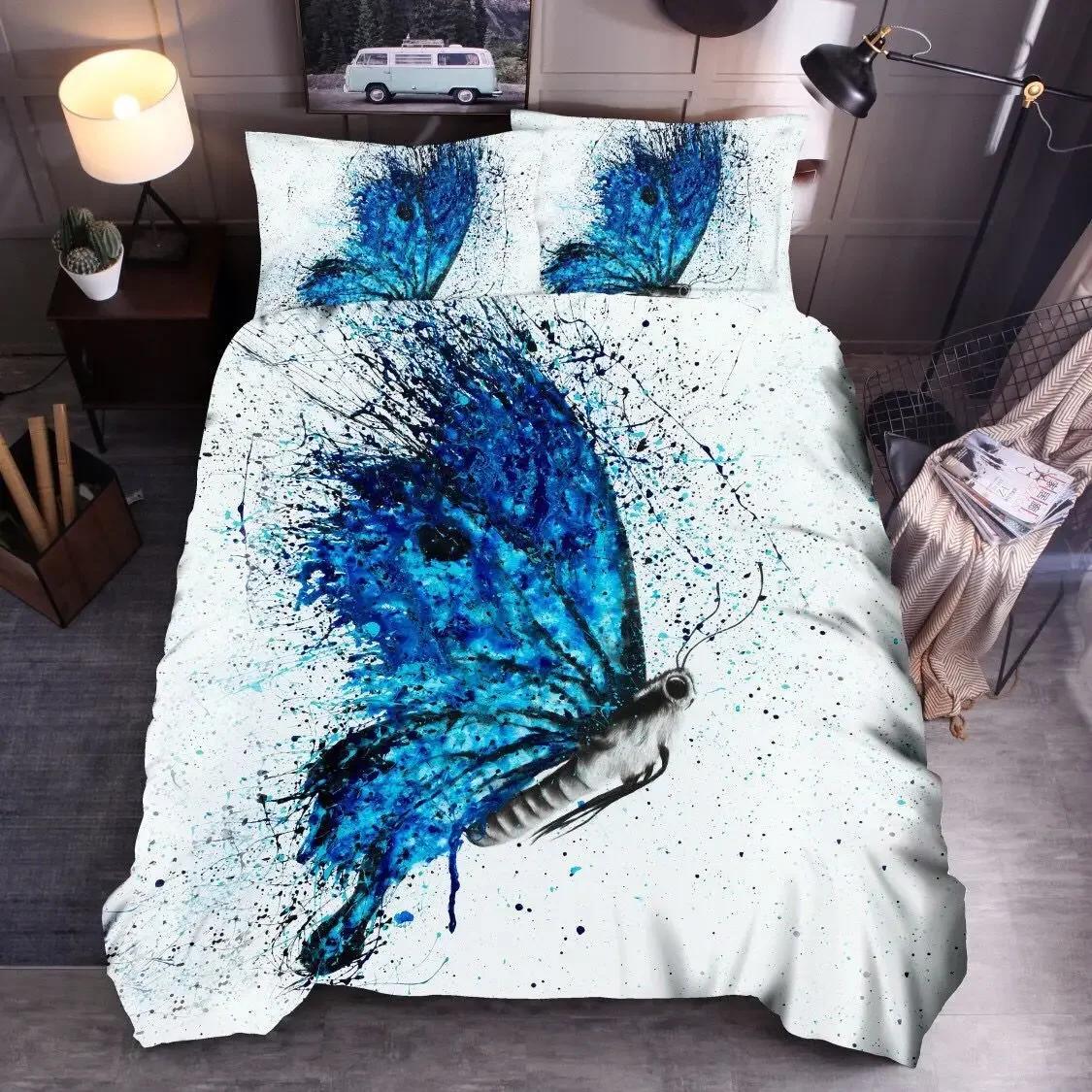 

Високоякісний західний набір постільної білизни з метеликами Зимові комплекти з підковдрами Реактивний друк Дитячі та дорослі комплекти постільної білизни Пряма доставка EU Single(135*200cm)3pcs