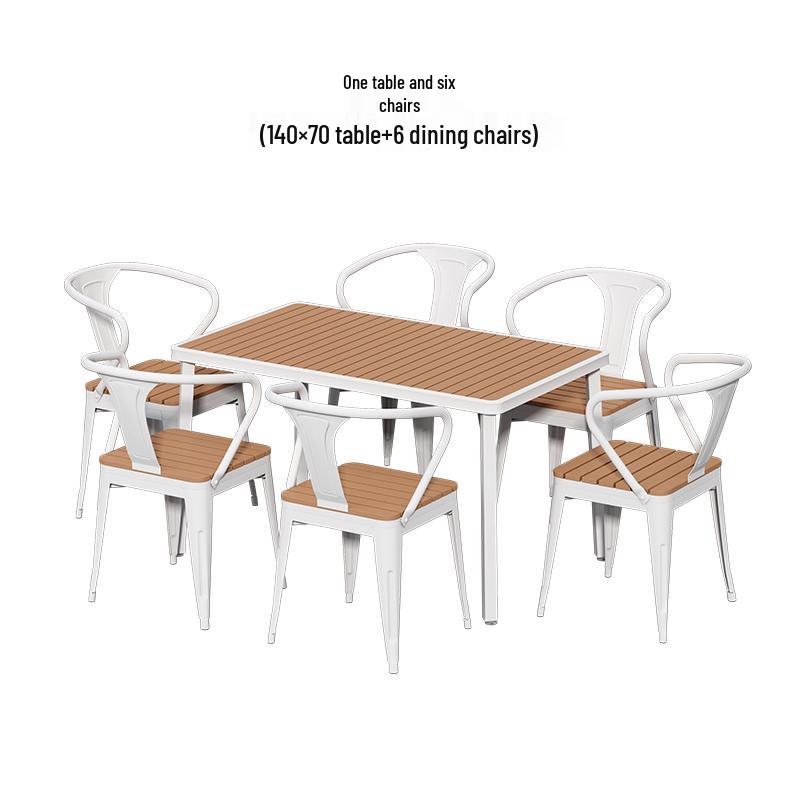 Minimalist Square Outdoor Table and Chairs - Anti-corrosion Plastic Wood for Garden, Balcony, Bar, and Cafe Leisure.
