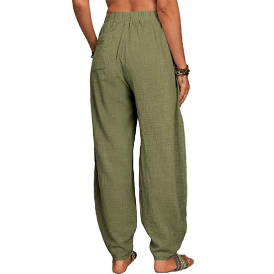 Pants Pockets Solid Color Harem Summer Temperament Loosefitting Pants For Beach