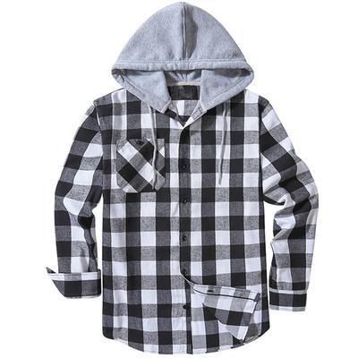Chemise à carreaux à manches longues et capuche pour homme, grande taille, décontractée, confortable, cardigan à capuche à manches longues