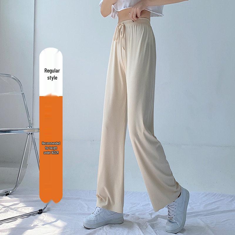 Plus Size Women's Summer Ice Silk Wide-Leg Pants - High Waist, Loose, Quick-Dry, Anti-Mosquito.