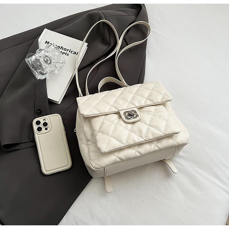 Ielgy Backpack Fashion Rhombus Backpack All-Match Large Capacity Portable