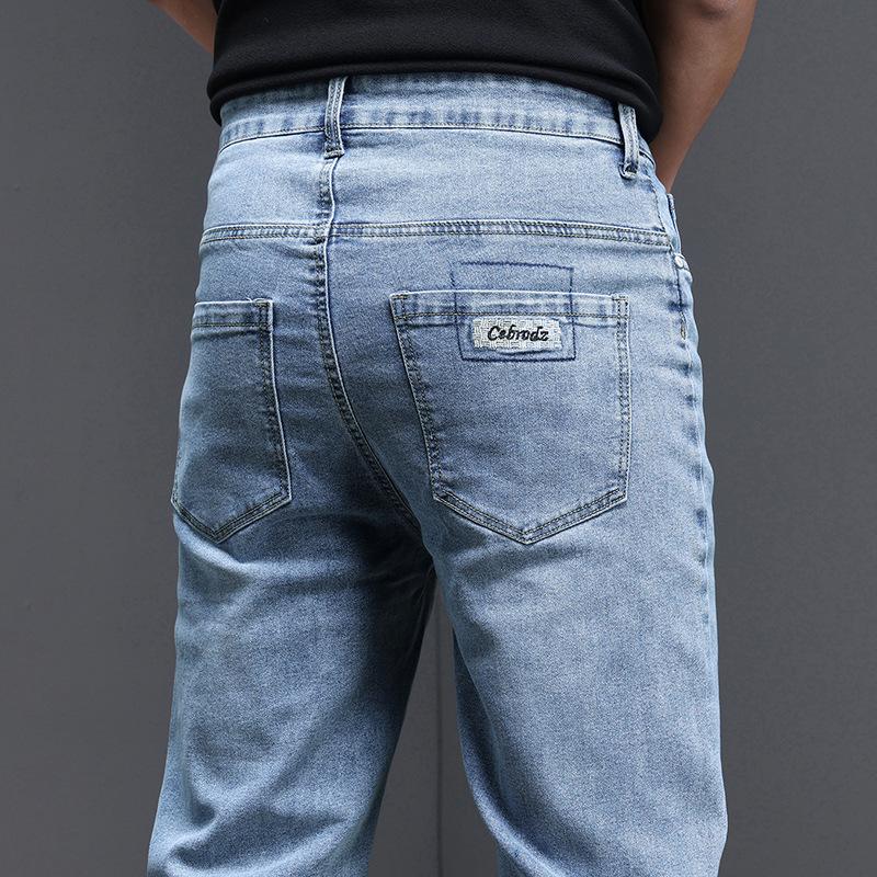 Летние тонкие мужские джинсы микро Харлан сто с трендом на резинке. Тонкие маленькие — фото 3