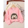 Girls' Crewneck Sweatshirt - Cute Hedgehog Face Pattern Print Machine Washable, Spring And Autumn, Sportswear And Casual Wear