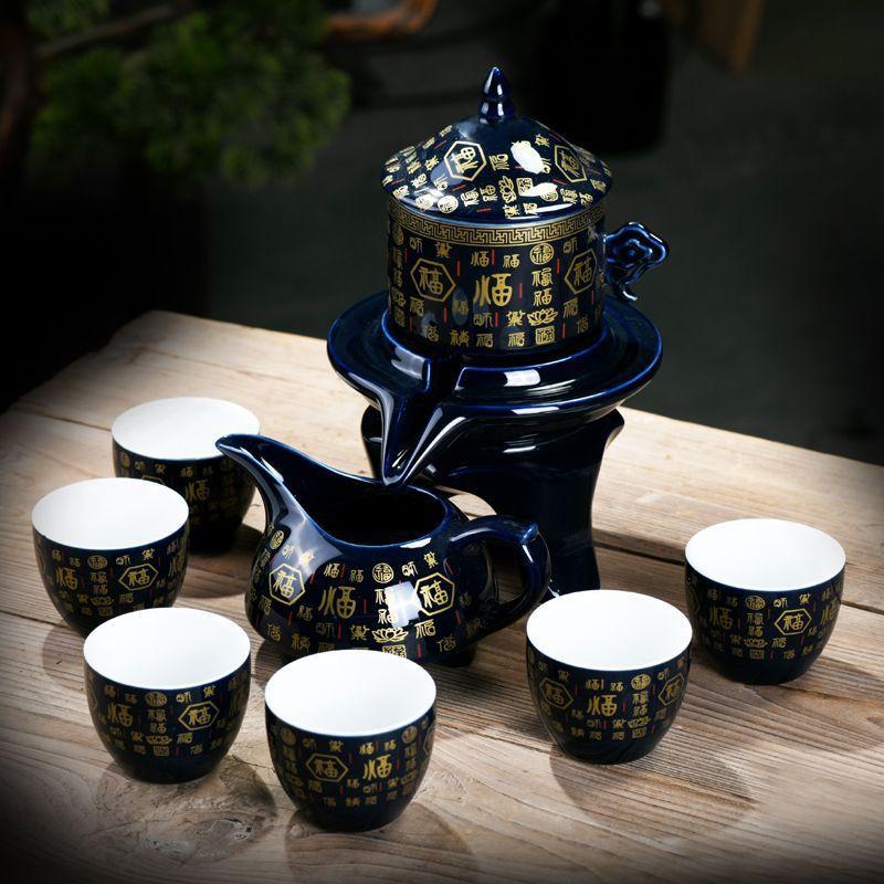 Set de 8 bucăți Seturi de ceai semi-automate Set de ceai din lut violet din ceramică chinezească Ceai de ceai Set de ceainic Kung Fu