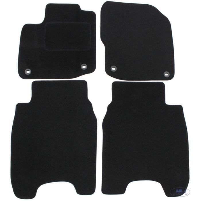 Tapis De Sol Noir Velours - J&J AUTOMOTIVE - Honda Civic 2012-2016 - Sur Mesure - Antidérapant - Imperméable