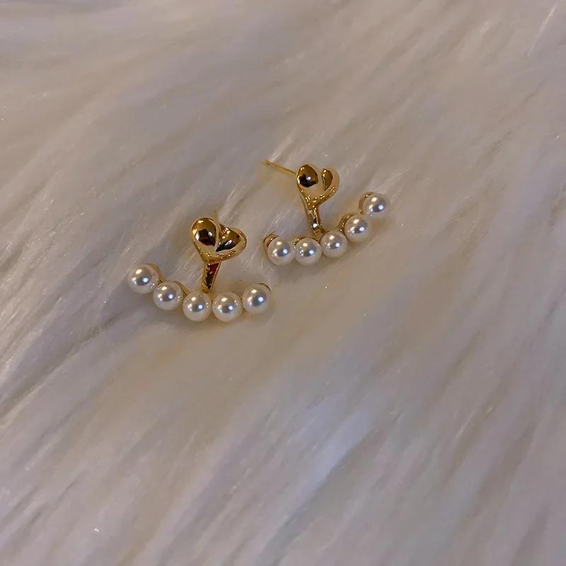 Imitation Pearl Earrings For Women Heart Round Stud Earrings Elegant Love Ear Stud Party Wedding Jewelry Valantine Day Gifts K0