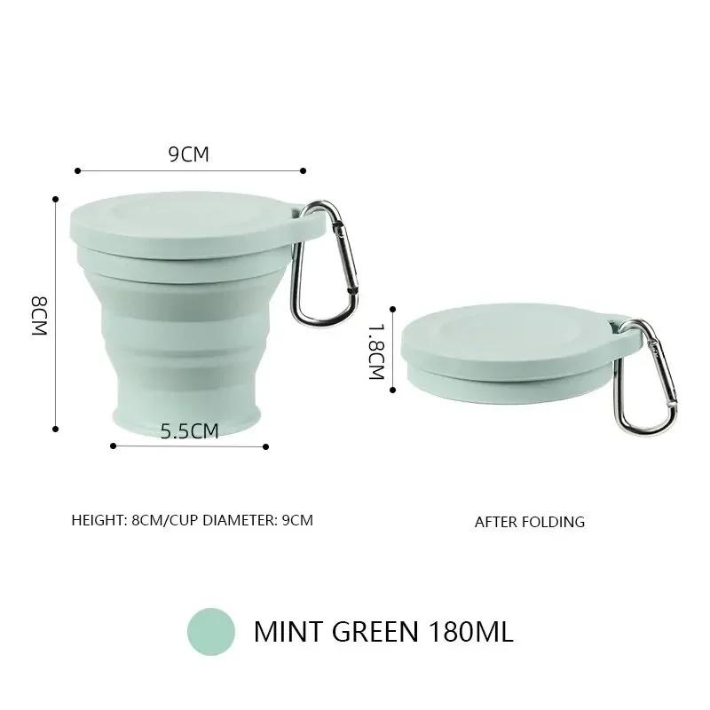 Folding Cup, Heat-Resistant Outdoor Cup With Lid, Portable And Extendable Mouthwash Cup 180ml