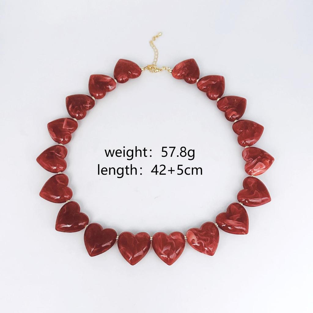 Fashion Love Splicing Peach Heart Necklace Exaggerated Fashion Jewelry Necklace Exaggerated Love Necklace