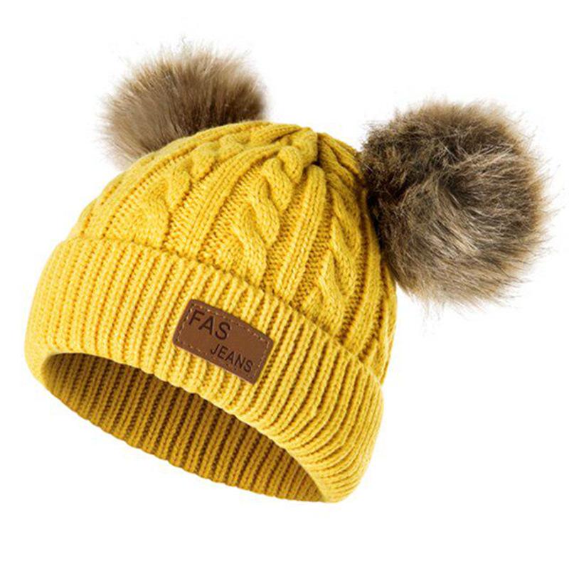 New Kid Hat Children Double Pompom Winter Hat Cute Knitted Hat For Girls Boys Casual Girls Hat Baby Beanie Cap