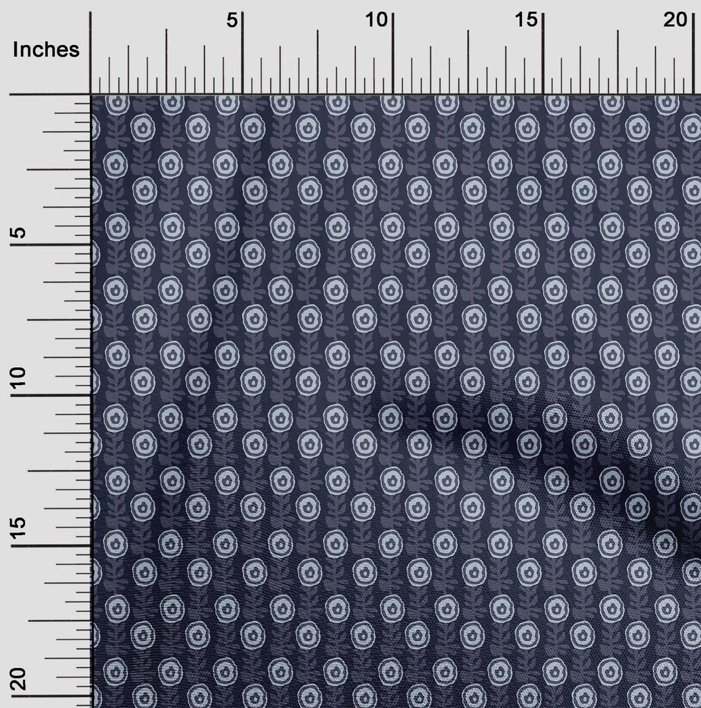 oneOone Cotton Flex Fabric Leaves & Floral Block Printed Craft Fabric BTY 40 Inch