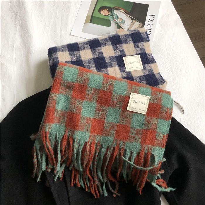Thickened Plaid Scarf for Women To Keep Warm in Winter Thickened Large Scarf Shawl Dual Purpose Women's Winter Ins New Trend