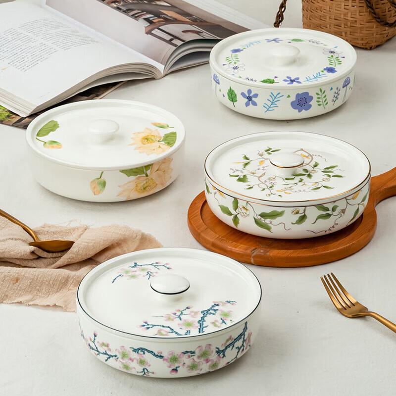 7-inch Tangshan Bone China Deep Serving Bowl with Lid