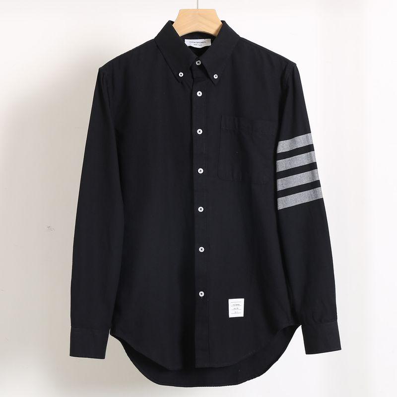 Men's Spring and Autumn Pure Cotton Four-Stripe Hooded Versatile Long-Sleeve Couple's Matching Cardigan Shirt Trendy