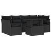 Ensemble de Canapé de Jardin 7 Pièces avec Coussins Rattan Poly Noir, Canapé de Jardin 2 Places avec Coussins Rattan Poly 3348759