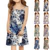 Children's Sleeveless Square Neck Summer A-Line Casual Holiday Floral Suspender Dress