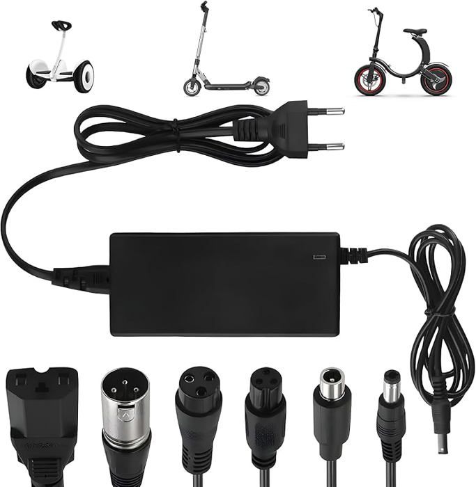 HAOPYOU Chargeur Trotinette Electrique 42V 2A Chargeur Hoverboard avec 6 Connecteurs36V Chargeur Universel Batterie de Tro CHARGEUR