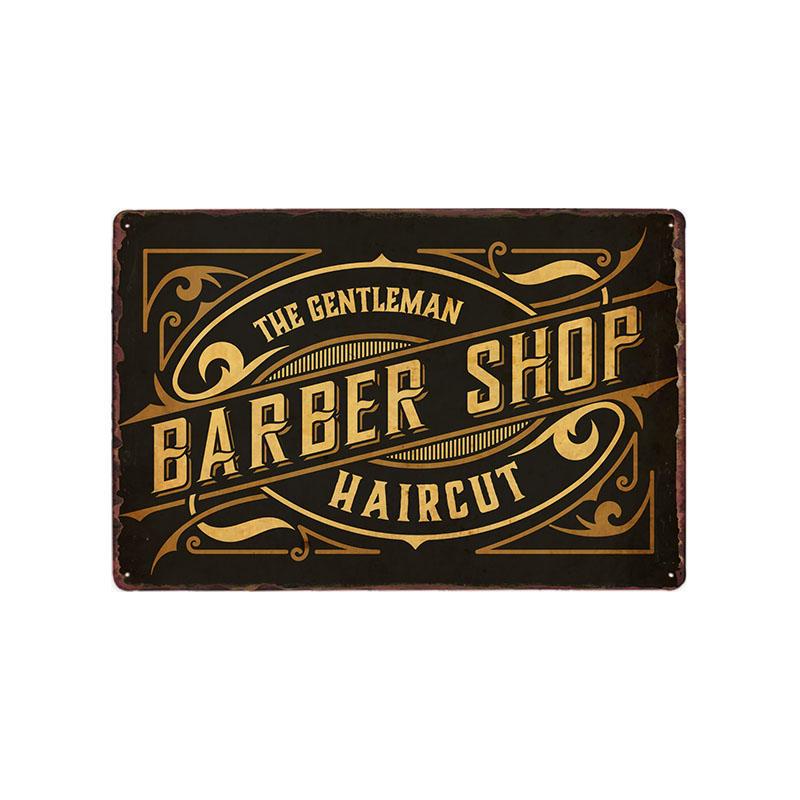 Hohappyme Vintage Barber Shop Metal Signs Barbershop Poster Bar Pub Retro Plaque Haircut and Shave Beard Iron Plates 20x30 Cm