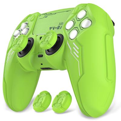 Siliconen hoesje voor PlayVital Mecha Edition PS5 verbeterd compatibel met oplaadbare duimstick en sticker inbegrepen controller, schokbestendig, antislip