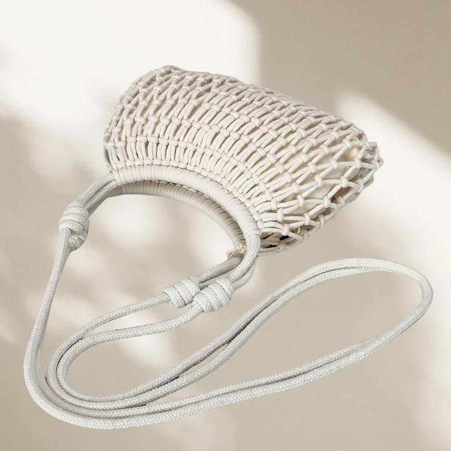 Fashionable Hollow Fishnet Shoulder Crossbody Bag for Women Casual Nylon Material Handmade Weave Beach Small Hobo Tote Bag Purse