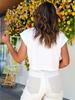 Womens Cropped T Shirt Rolled Dolman Sleeve Round Neck Solid Summer Tee